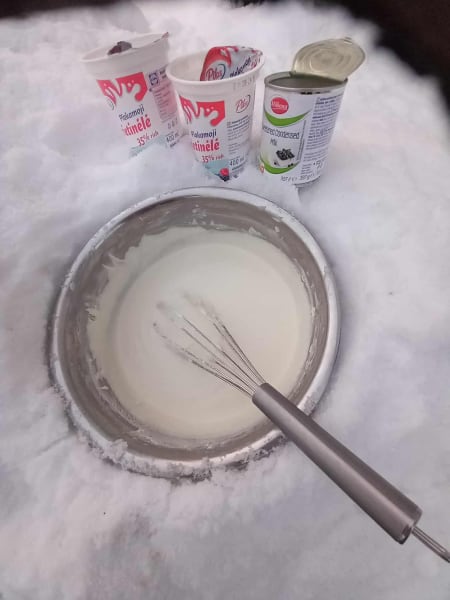 Produktai gaminti ledus ant sniego