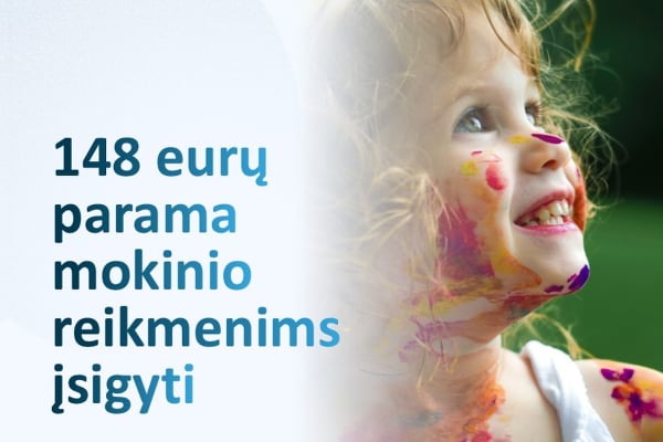 Užrašas parama mokinio reikmėms